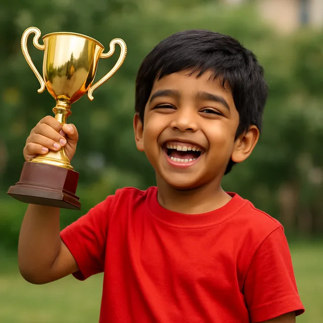 Young learner celebrating a win